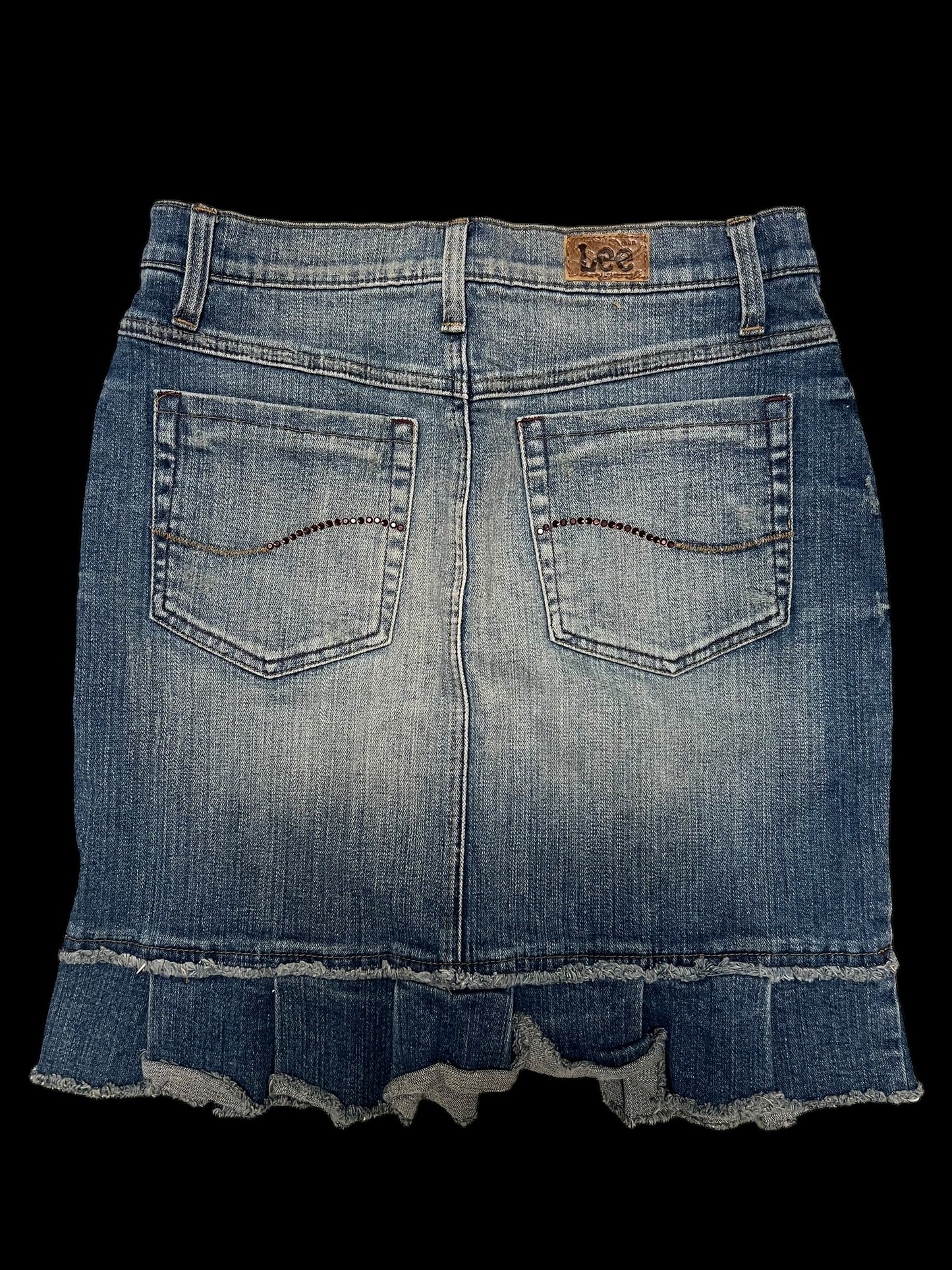 Embellished denim skirt