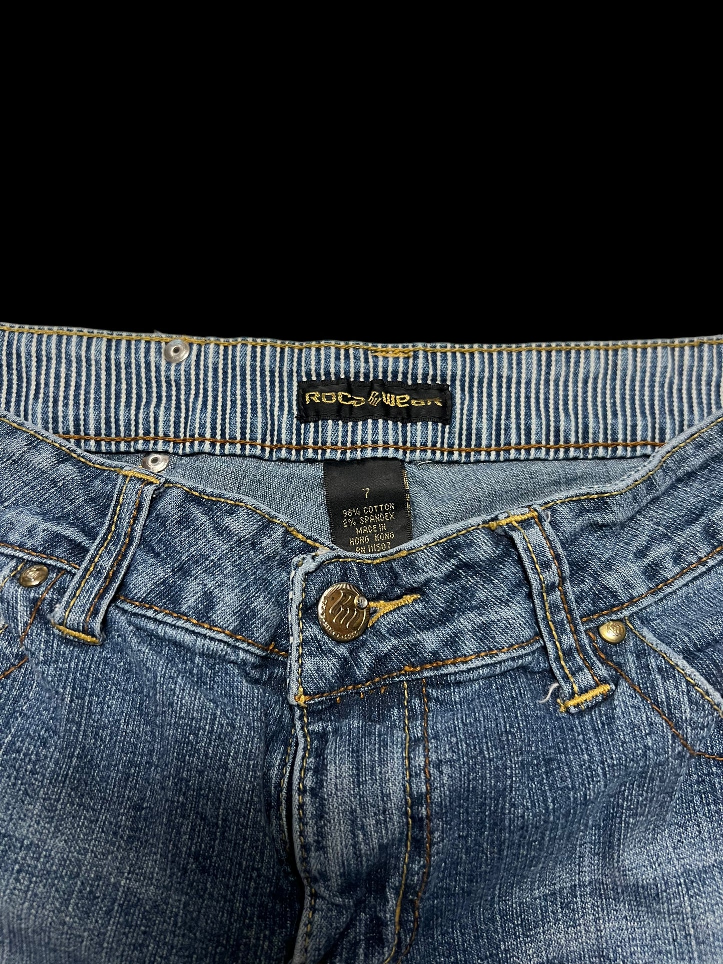 Embroidered low rise jeans