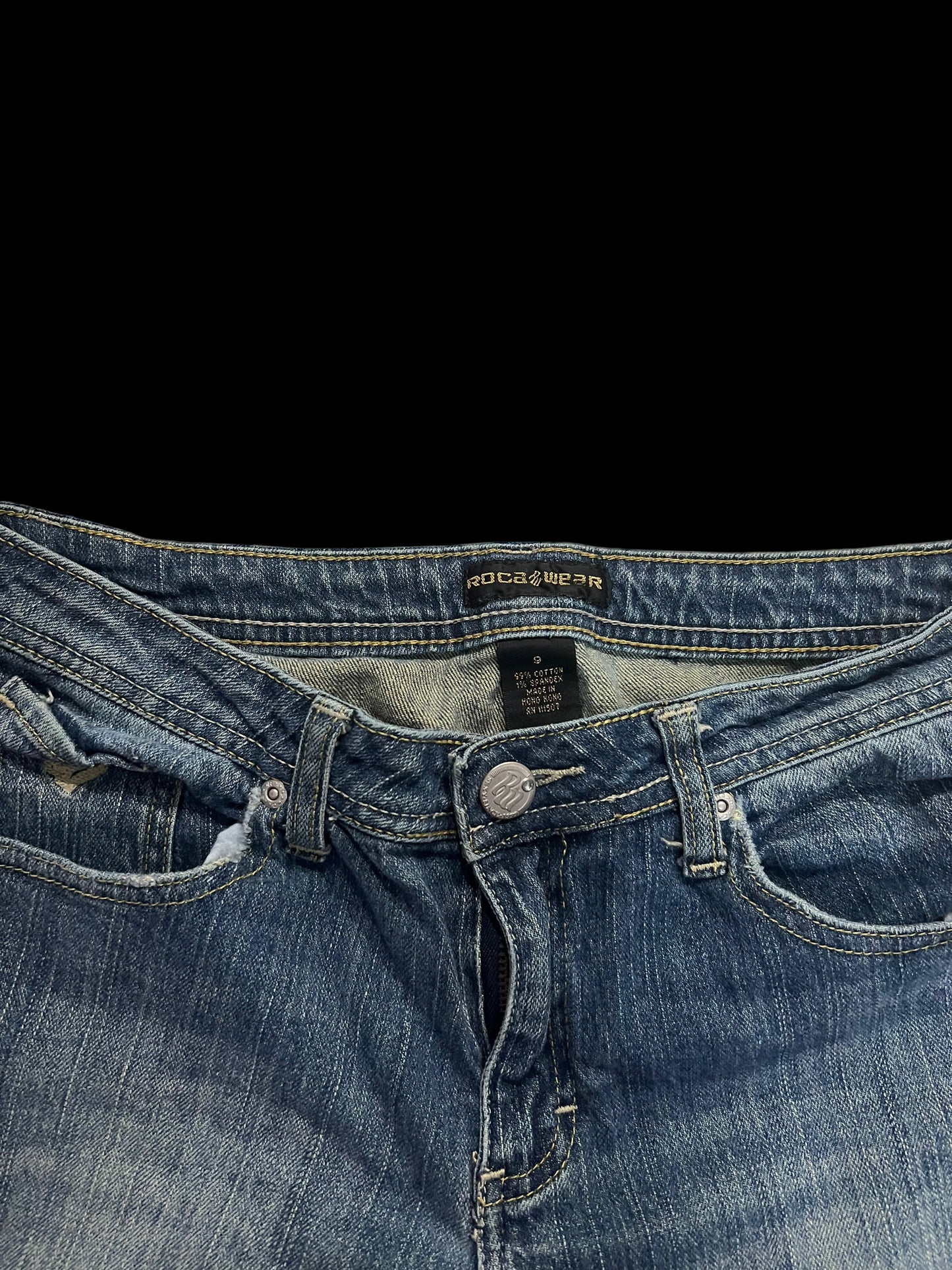 Embellished low rise jeans