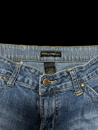 Embroidered low rise jeans