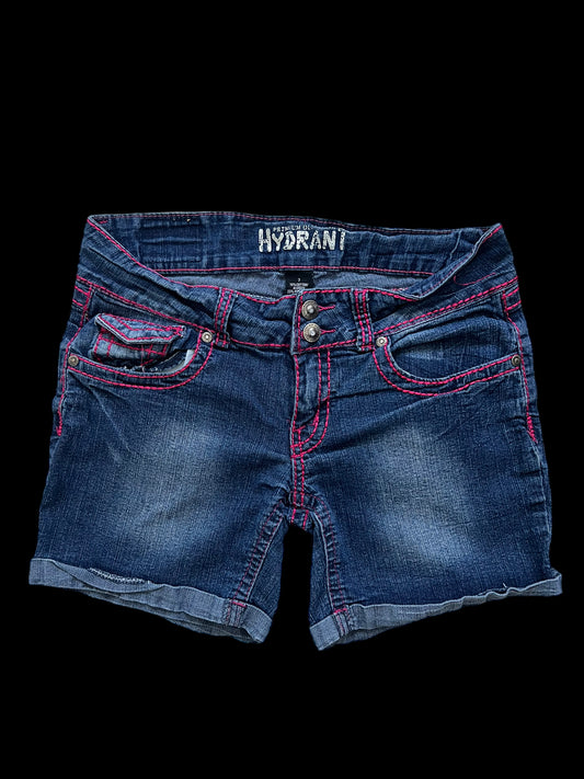 Red embroidered shorts