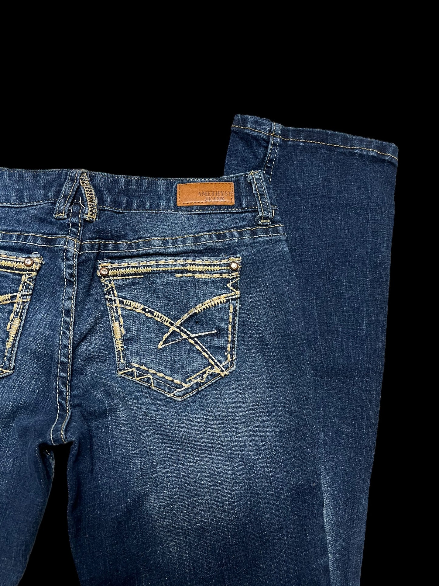 Embellished low rise jeans