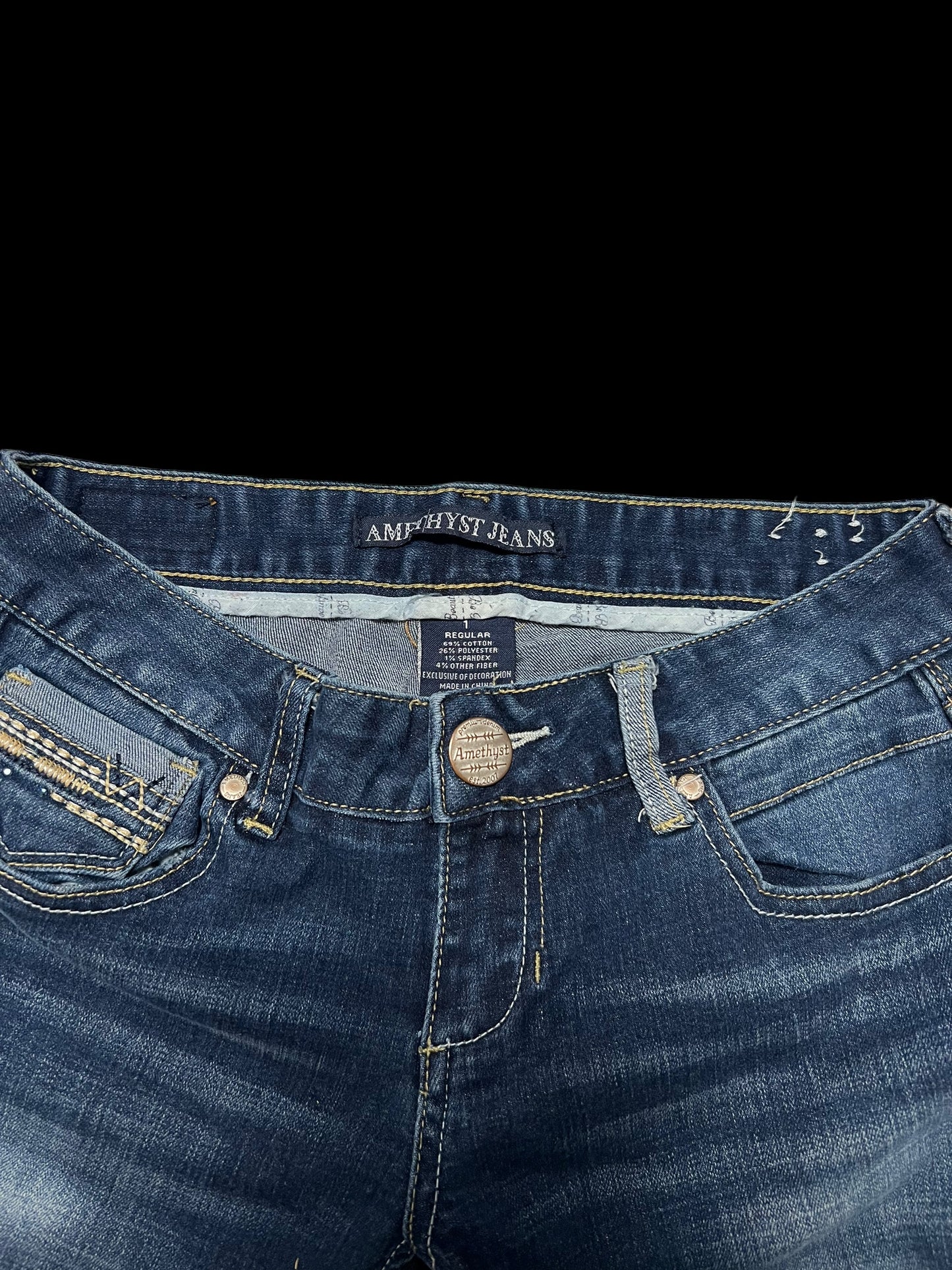 Embellished low rise jeans