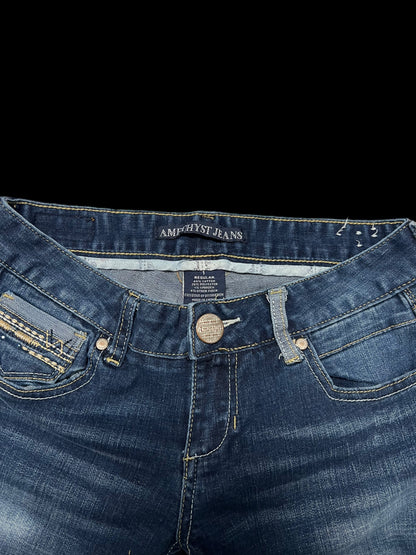 Embellished low rise jeans