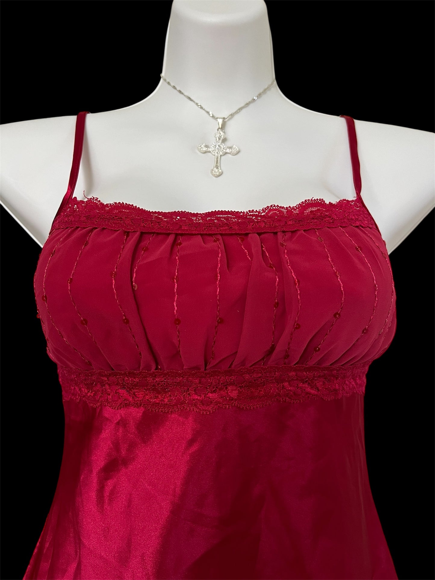 Red sequined babydoll top