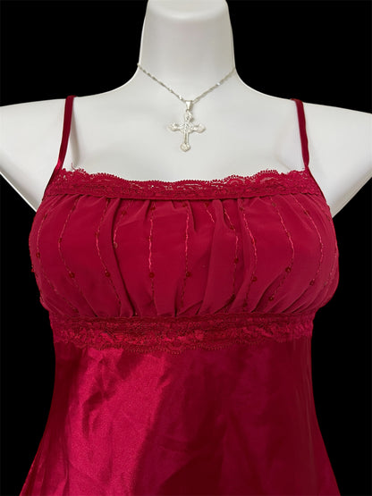 Red sequined babydoll top