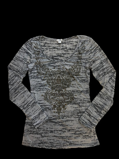 Long-sleeved embellished top