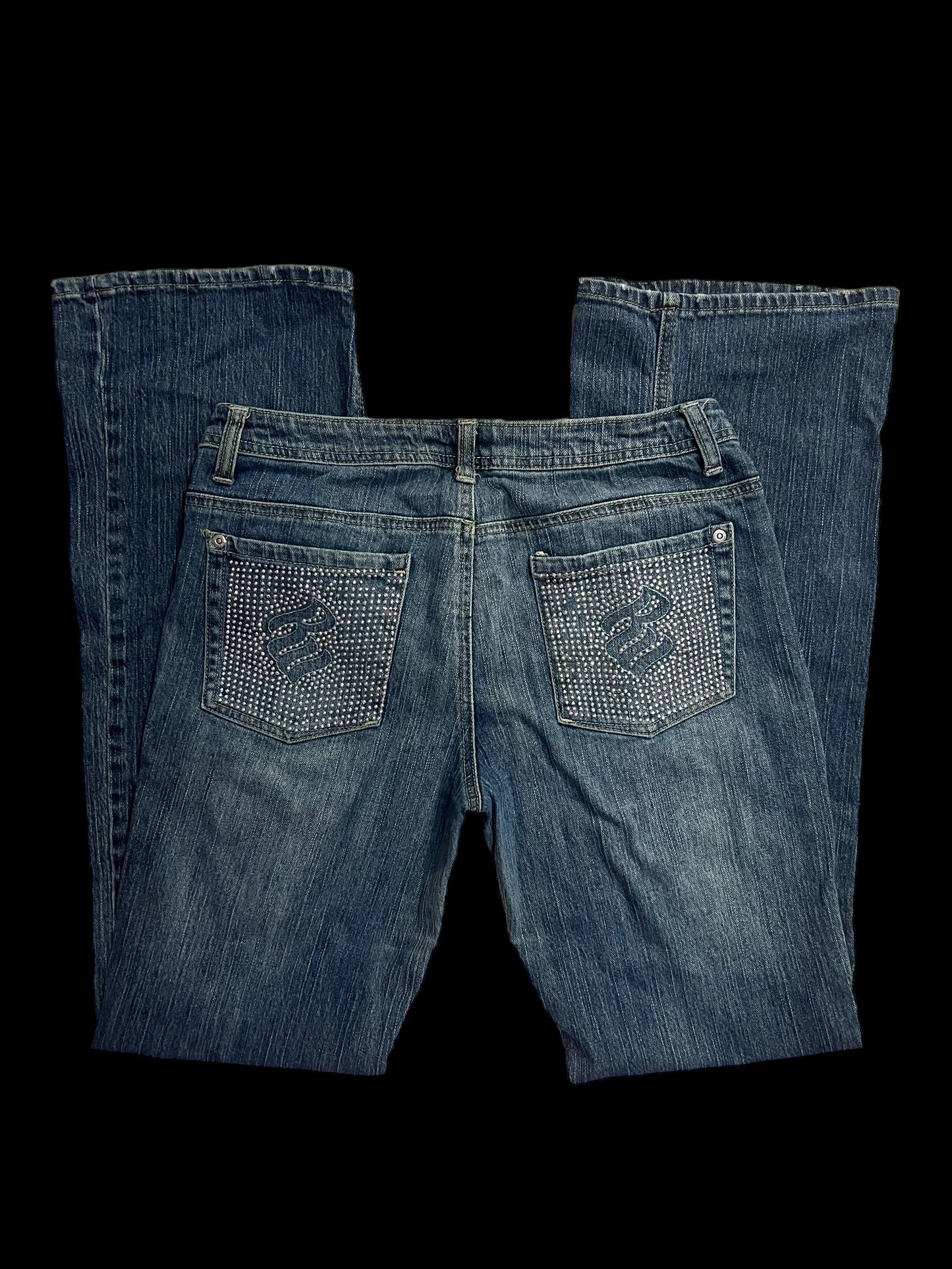 Embellished low rise jeans