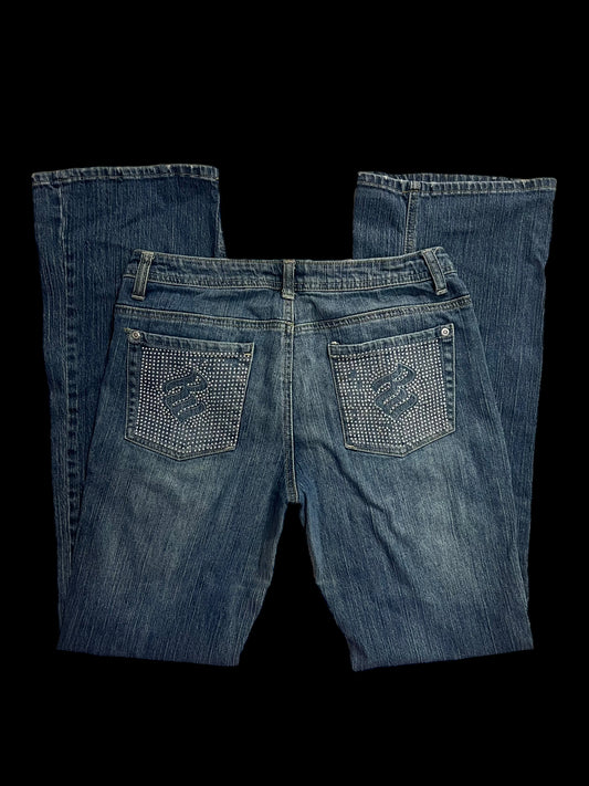 Embellished low rise jeans