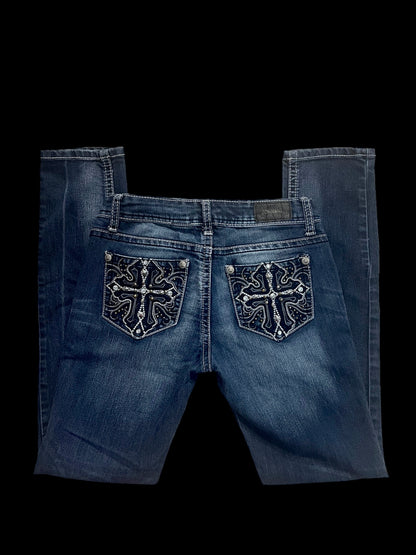 Embellished cross jeans