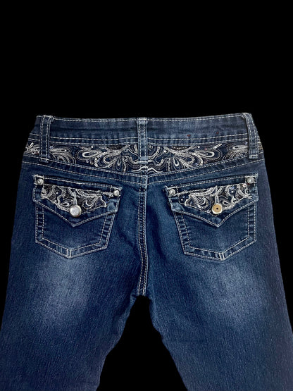 Low rise embellished jeans