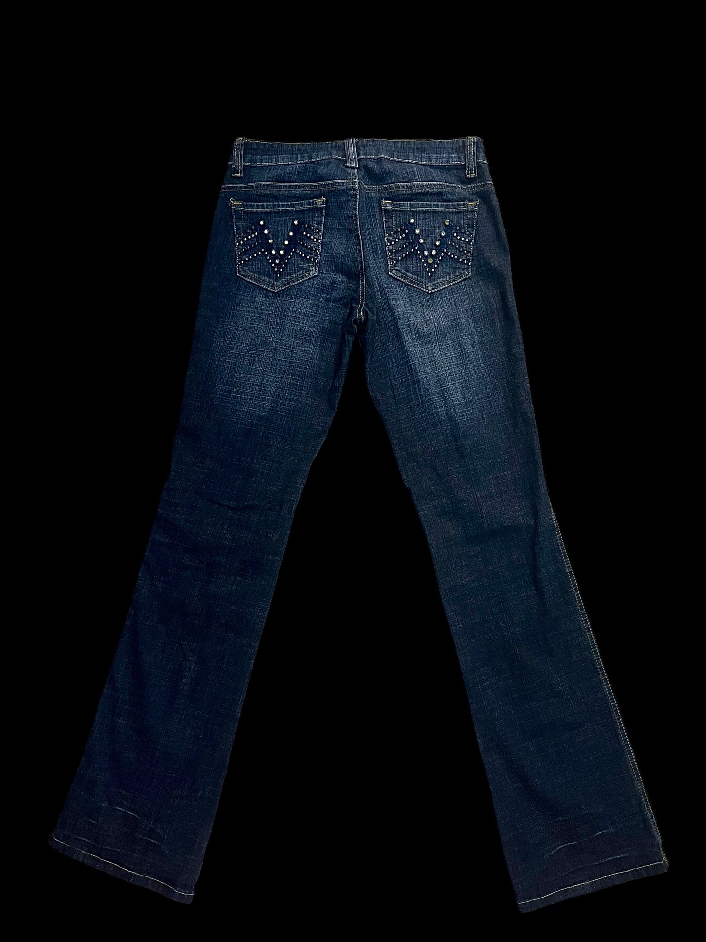 Low rise embellished jeans