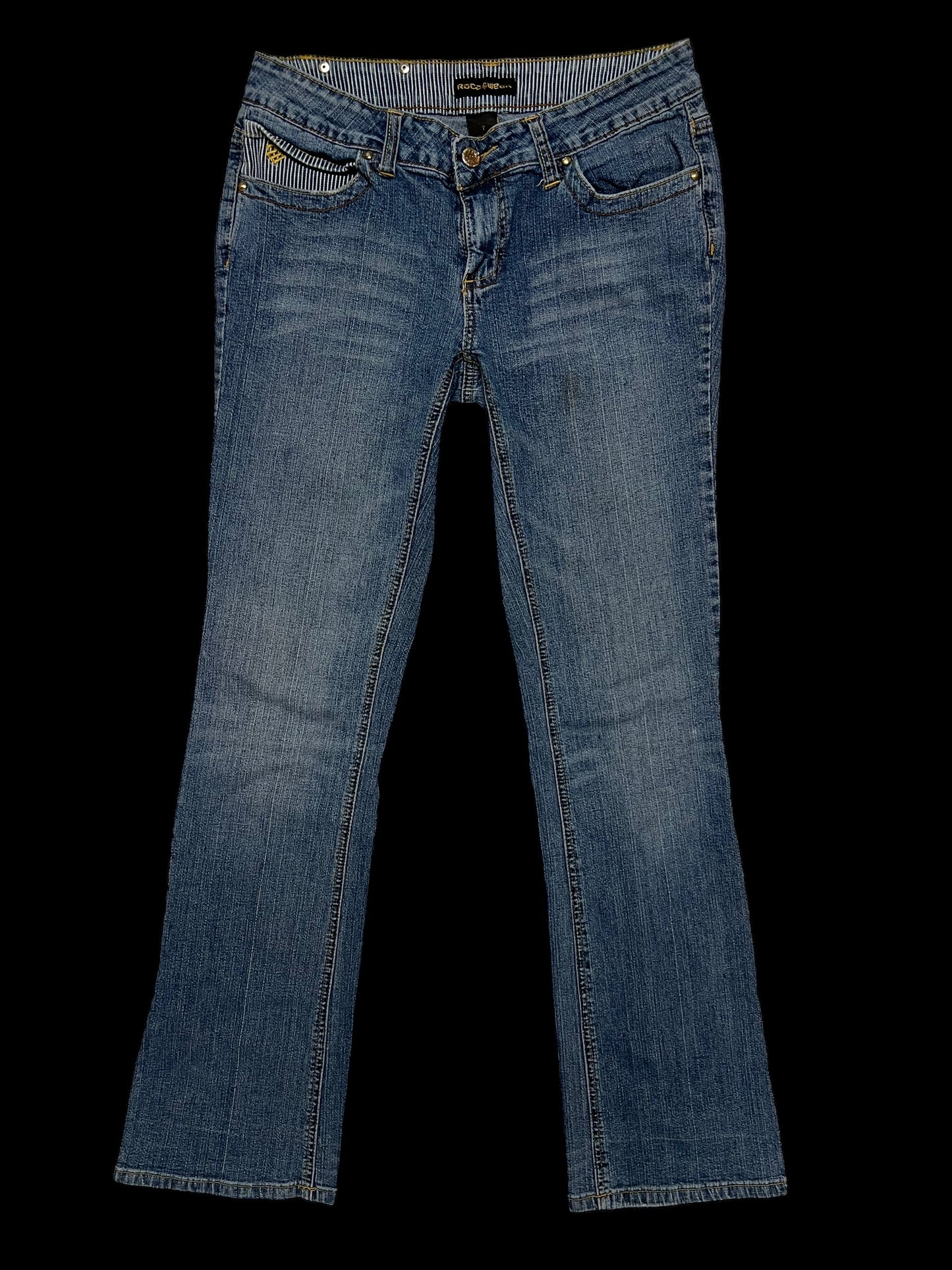 Embroidered low rise jeans