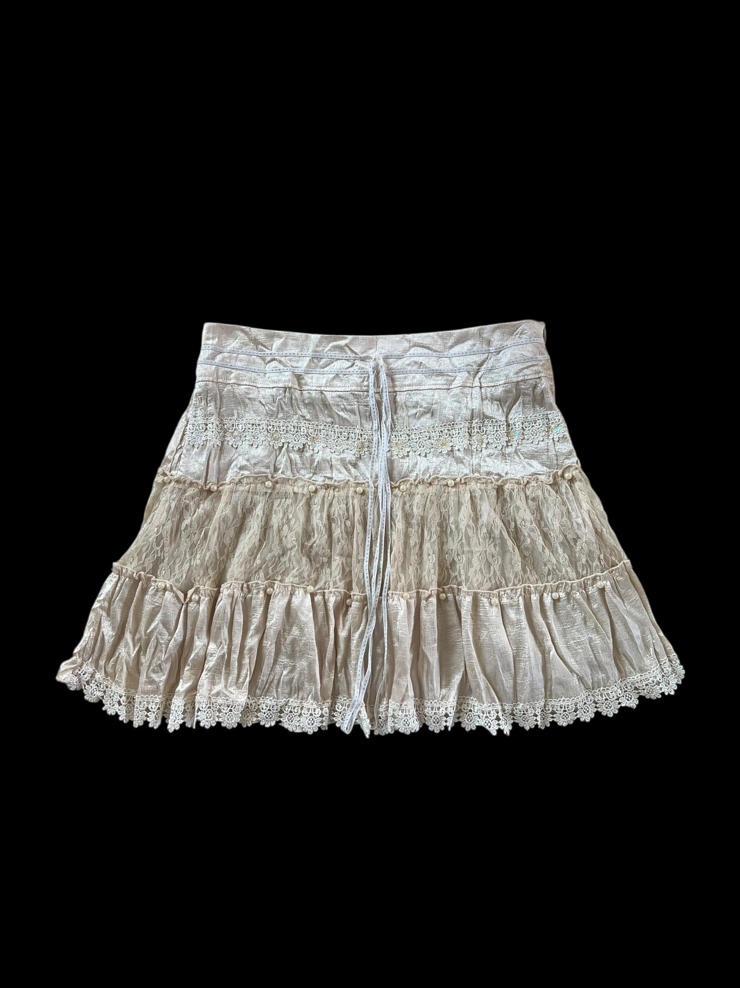 Cream ruffled skirt