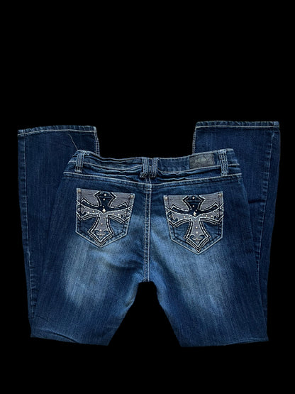 Cross embellished jeans