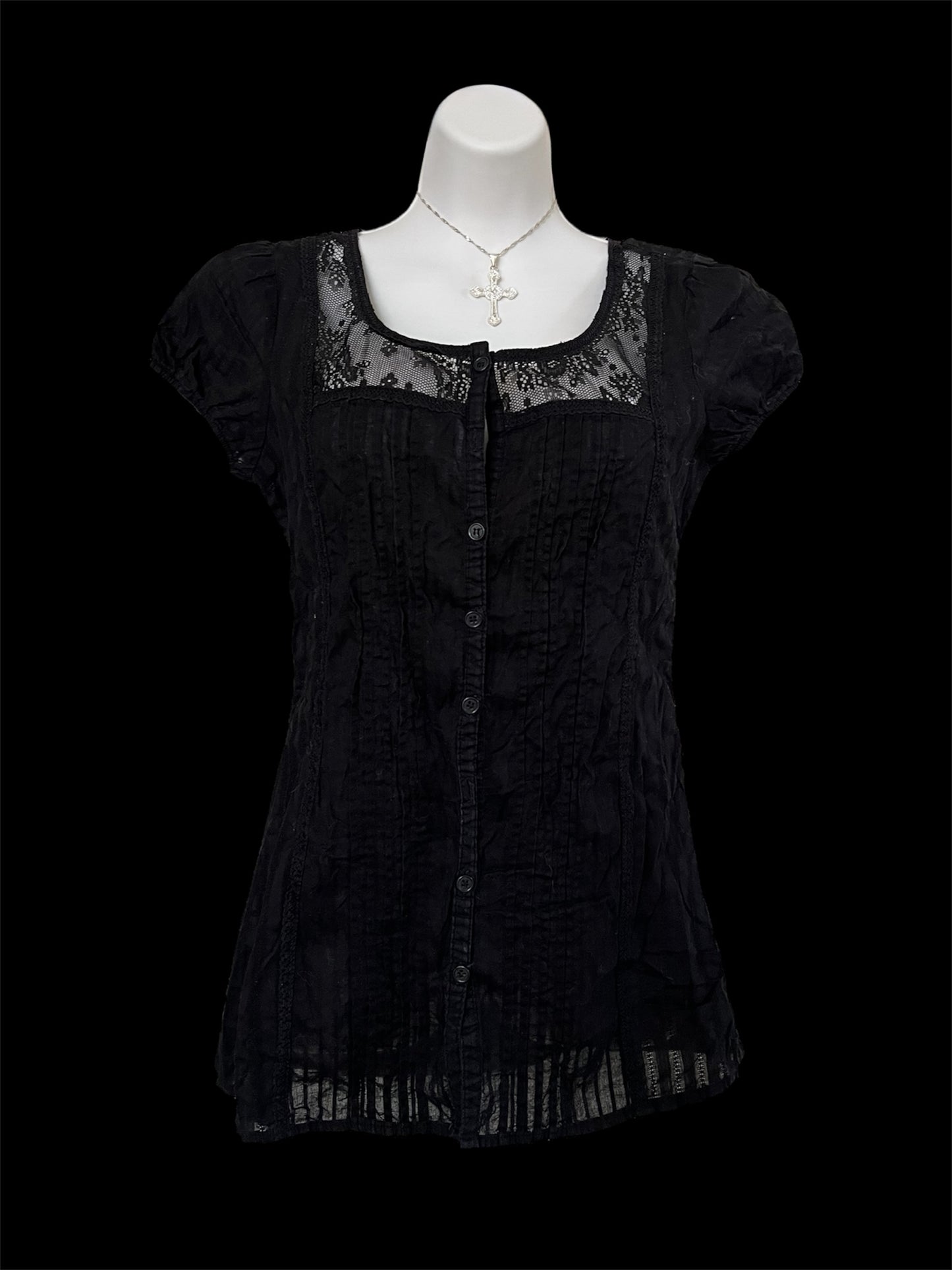 Black button-up top