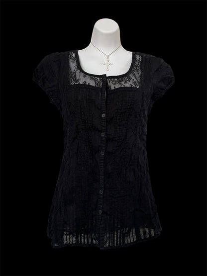 Black button-up top