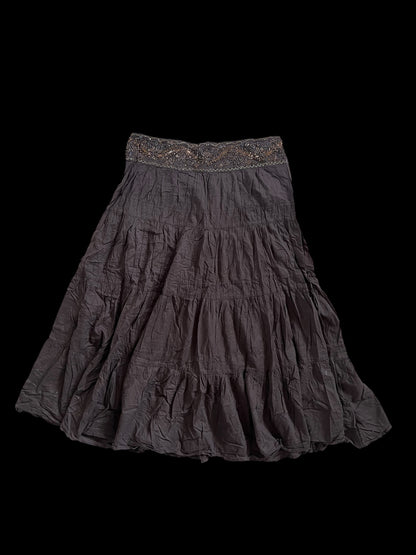 Brown embellished flowy skirt