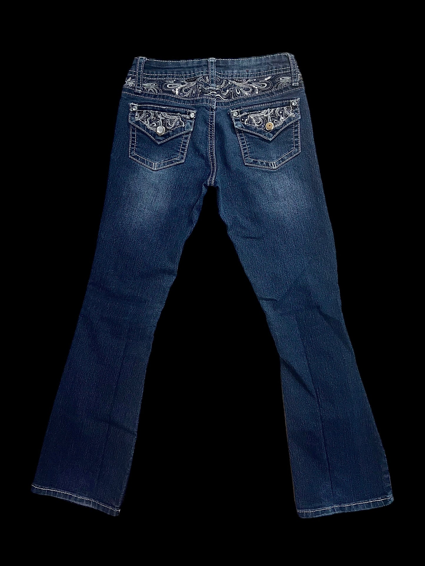 Low rise embellished jeans