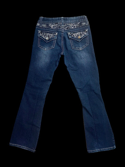 Low rise embellished jeans