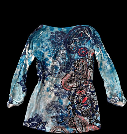 Blue bedazzled long sleeved top