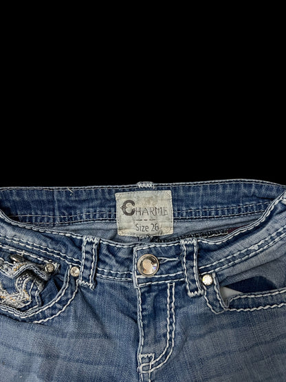 Embellished low rise jeans