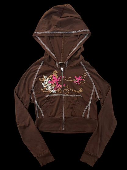 Brown y2k zip up