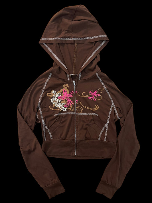 Brown y2k zip up