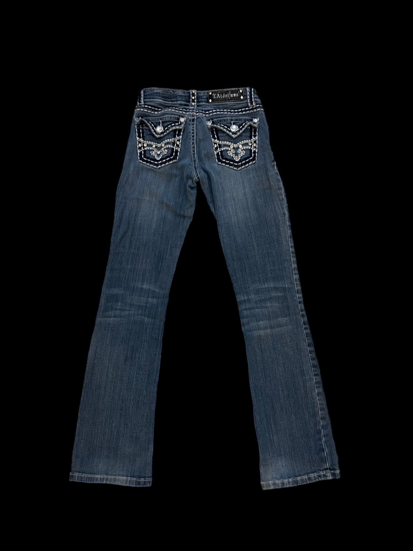 Embellished low rise jeans