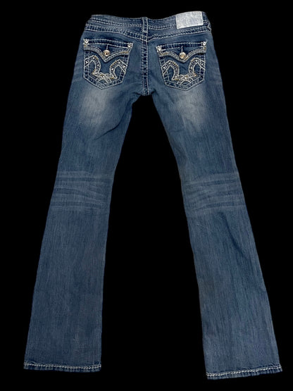 Embellished low rise jeans