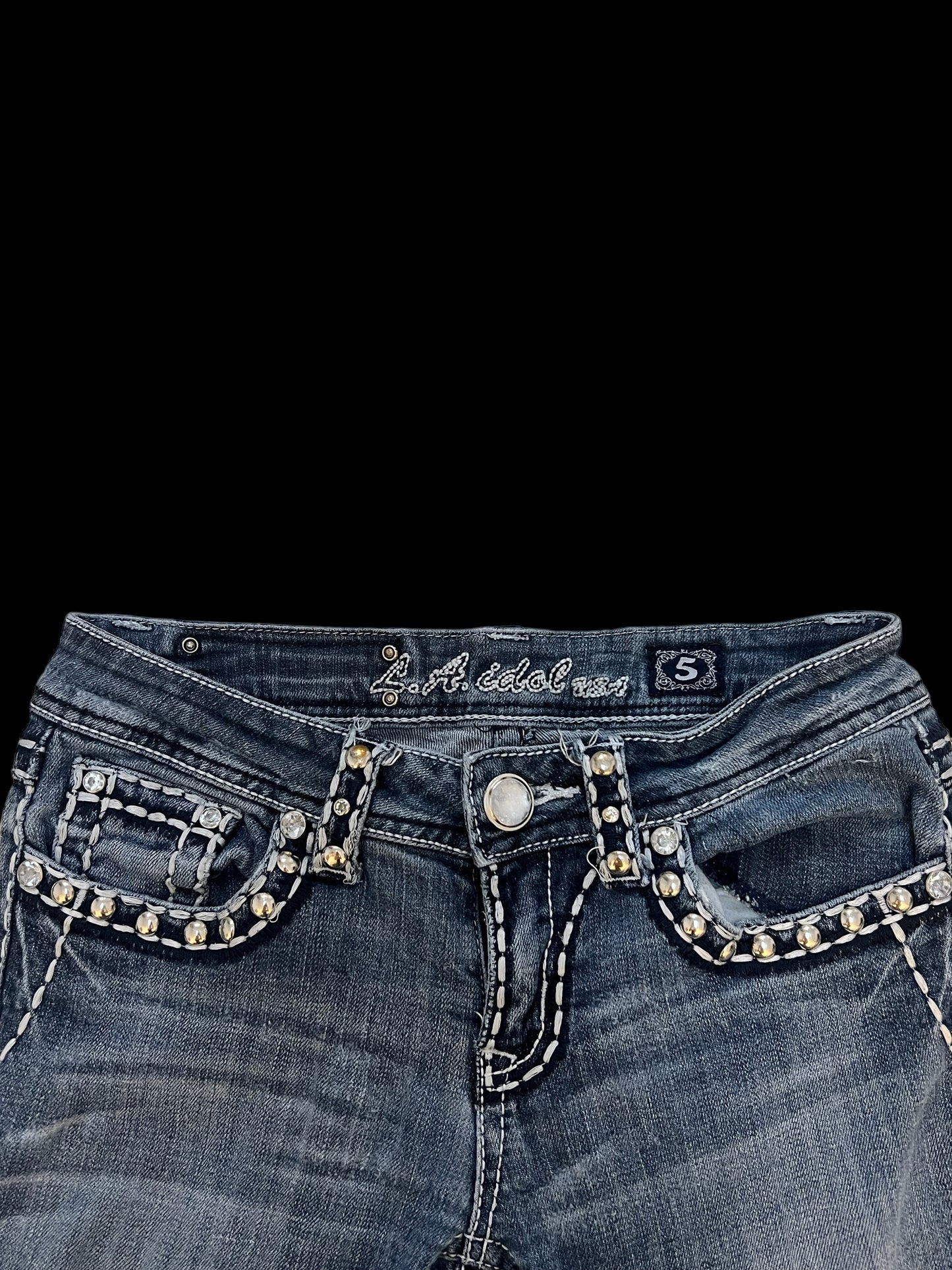 Embellished low rise jeans