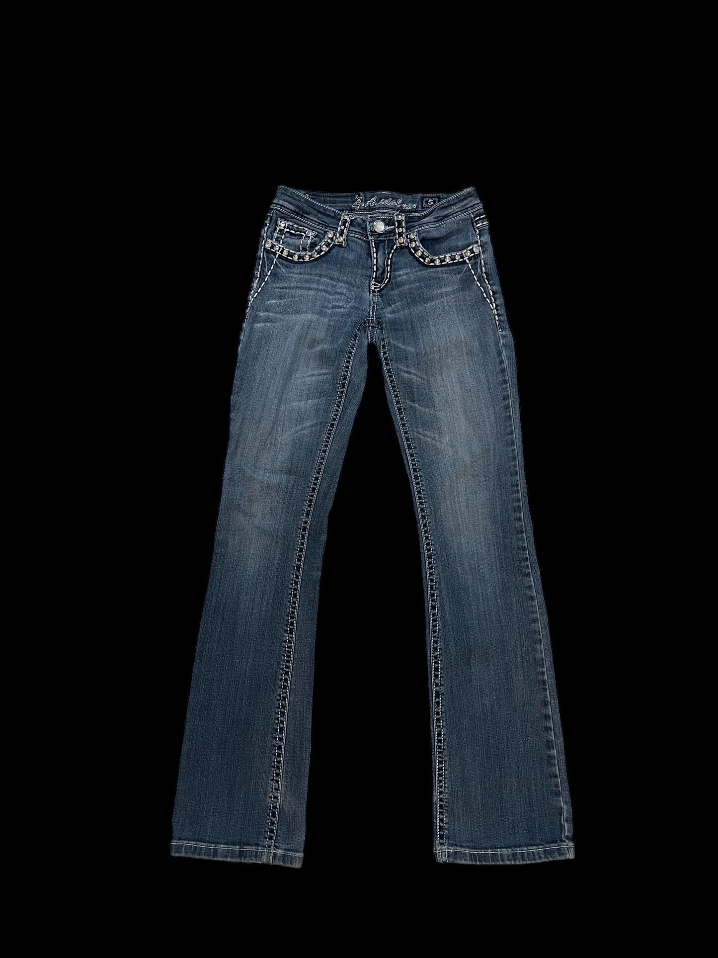 Embellished low rise jeans
