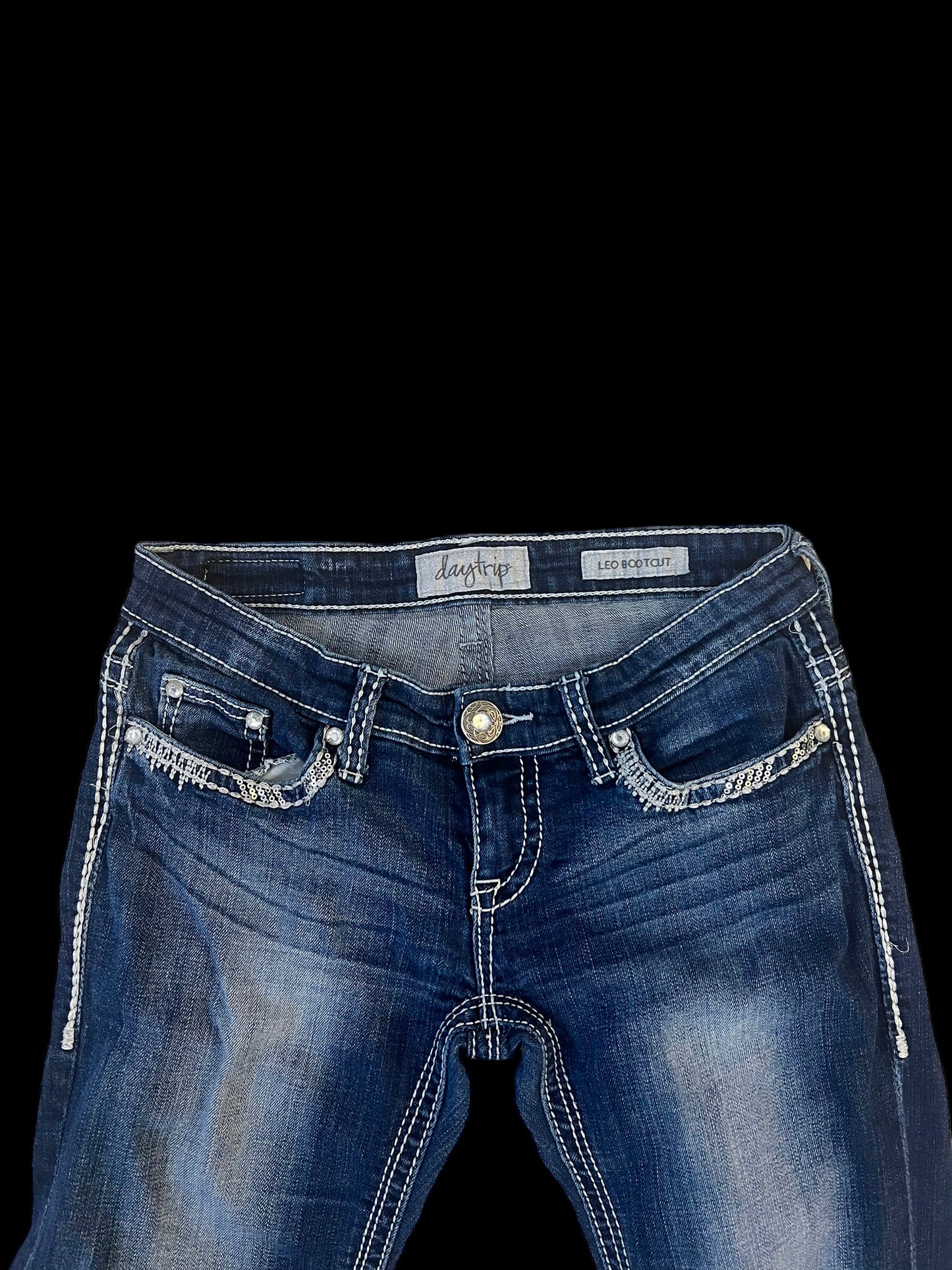 Sequin bootcut jeans