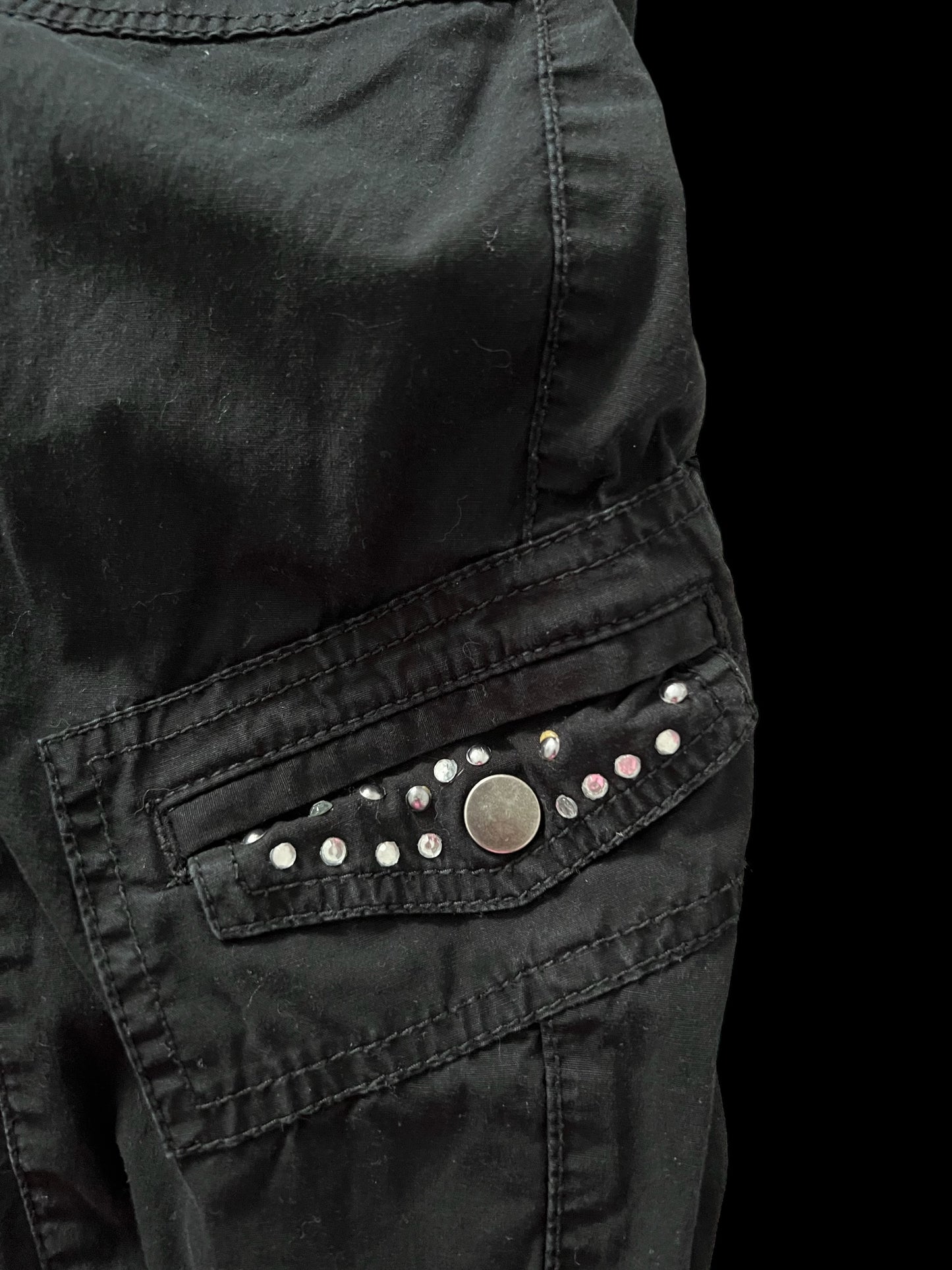 Black embellished cargo pants