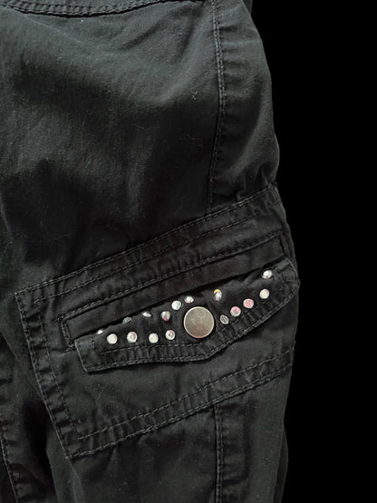 Black embellished cargo pants