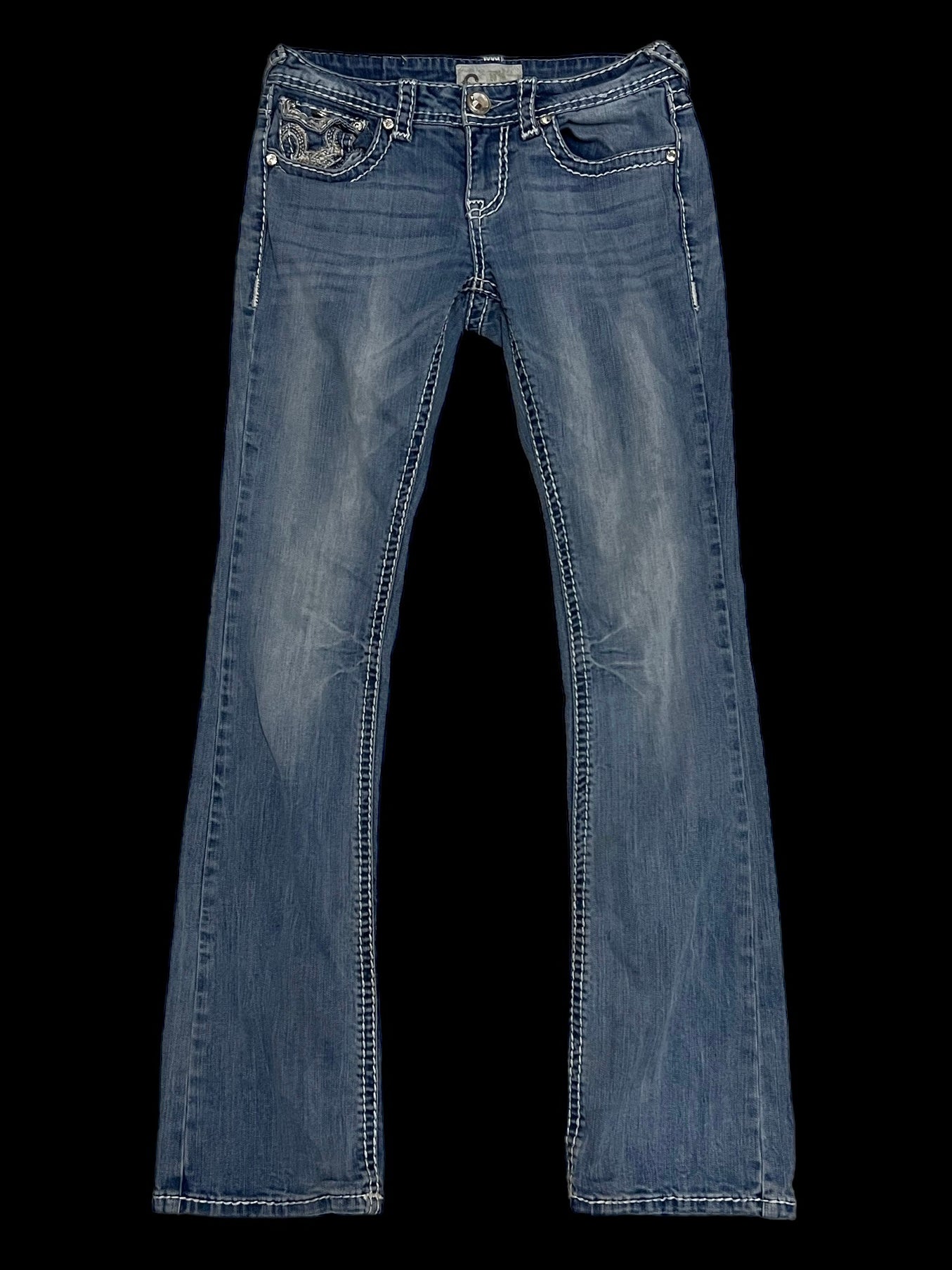 Embellished low rise jeans