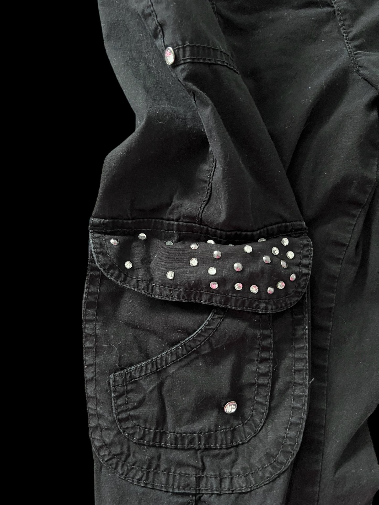 Black embellished cargo pants