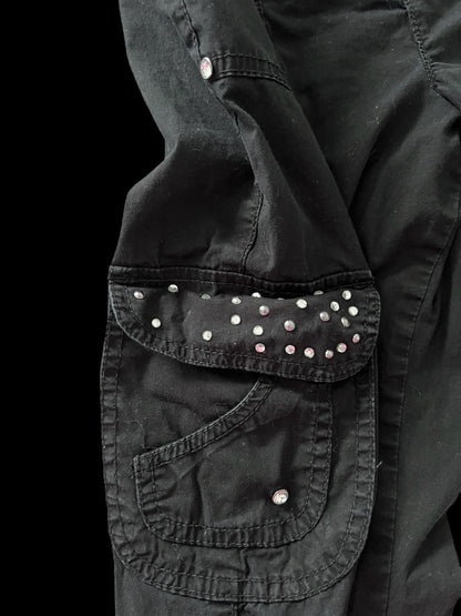 Black embellished cargo pants