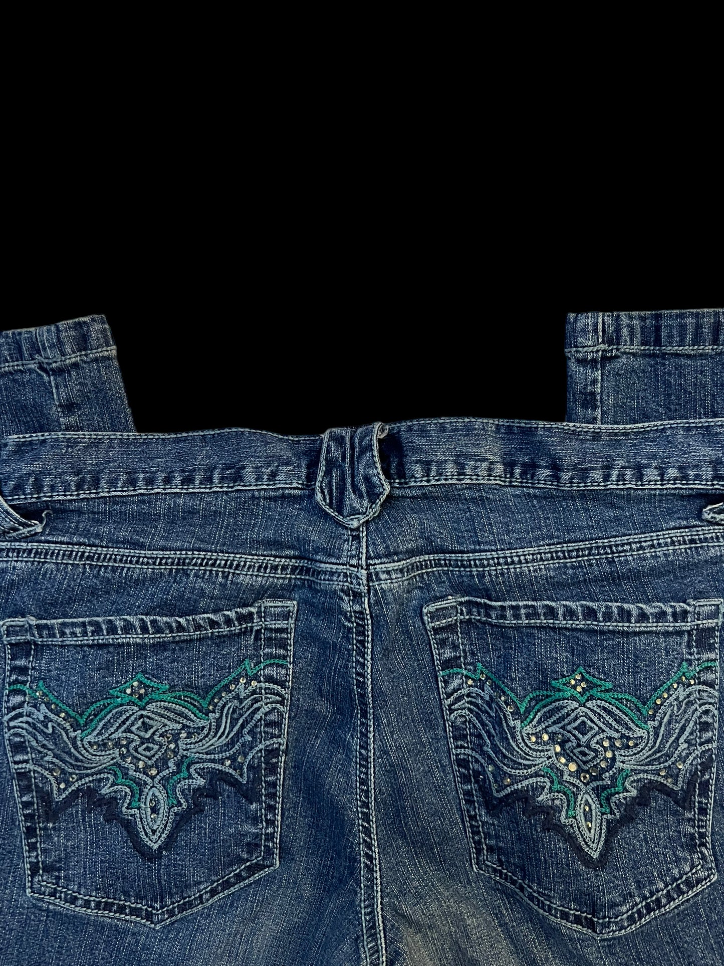 Blue embellished jeans