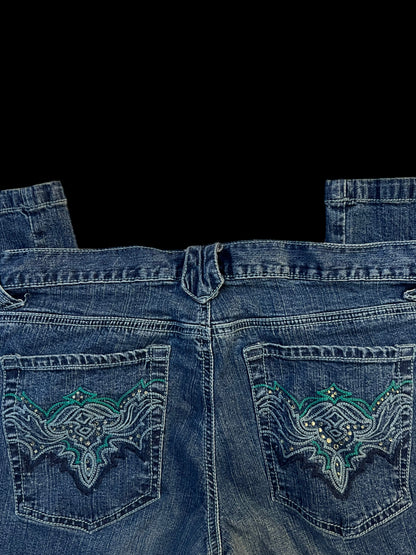 Blue embellished jeans