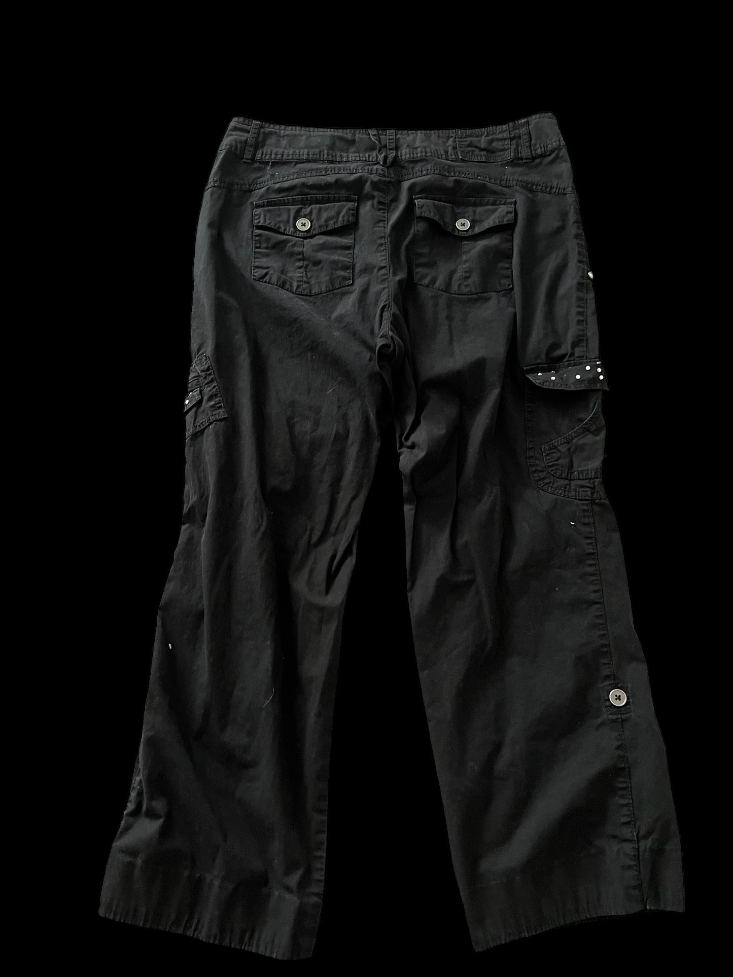 Black embellished cargo pants