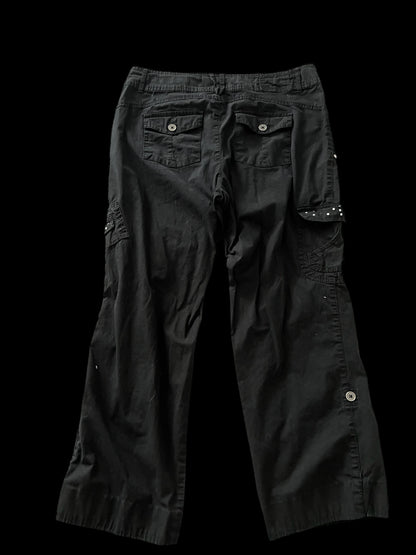 Black embellished cargo pants